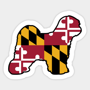 Tibetan Terrier Silhouette with Maryland Flag Sticker